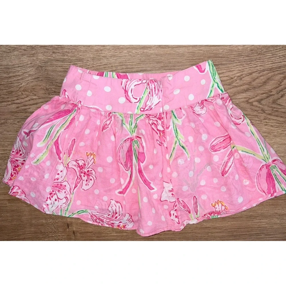 Lilly Pulitzer‎ Skirt Toddler 2T Green Pink Floral Polka Dot Vintage